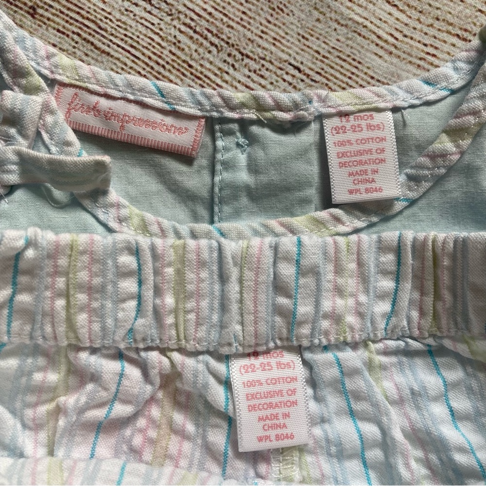 First Impressions Floral 2 Piece Set Outfit Girls Size 12 mo Blue White Pink - Picture 3 of 3